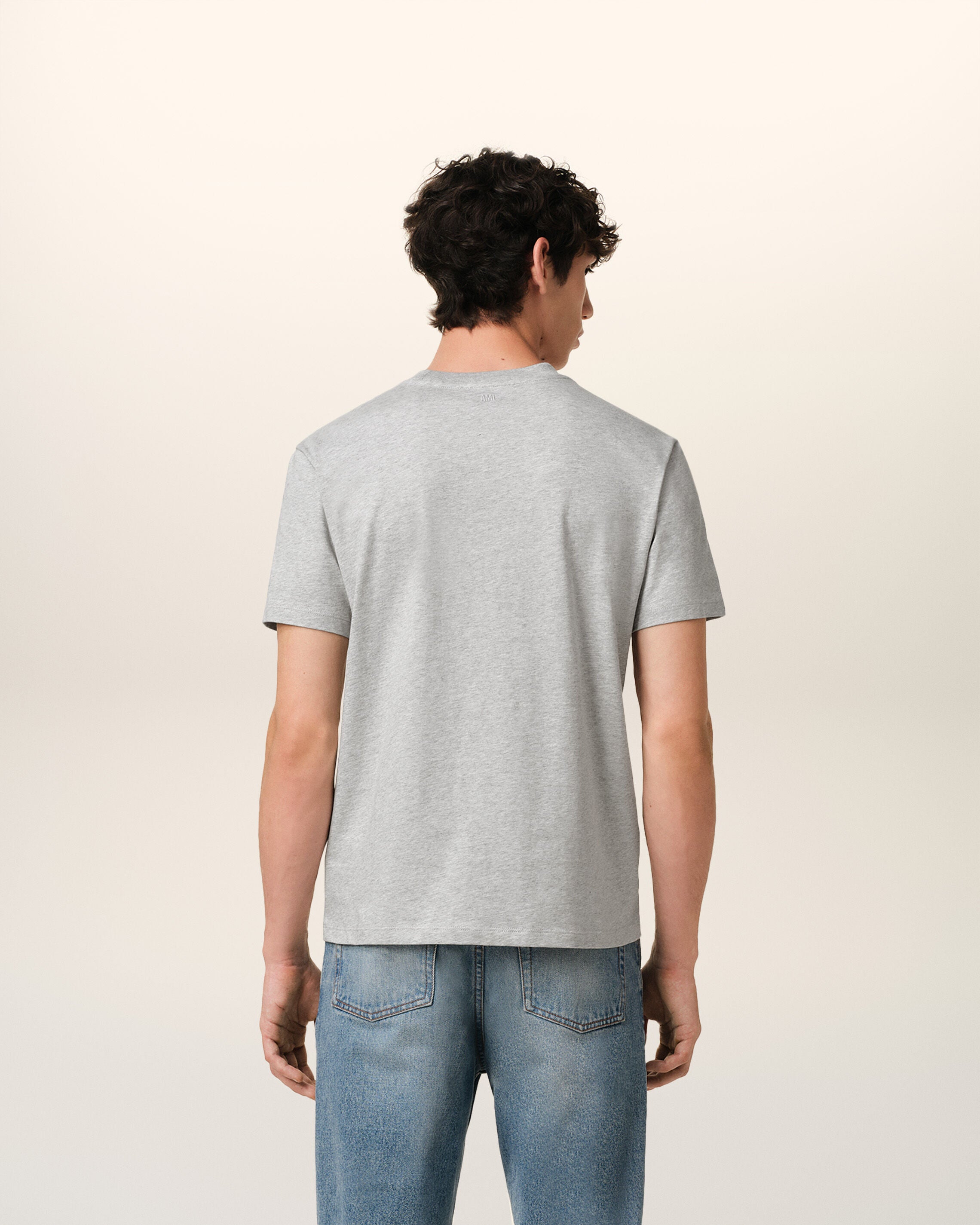 Heather Ash Grey Red Ami De Coeur T-Shirt | AMI PARIS