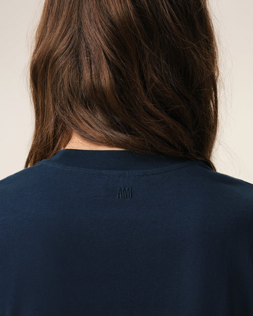 Blue cotton t-shirt with Ami de Coeur  - Woman - 12 - AMI Paris - Ami Paris