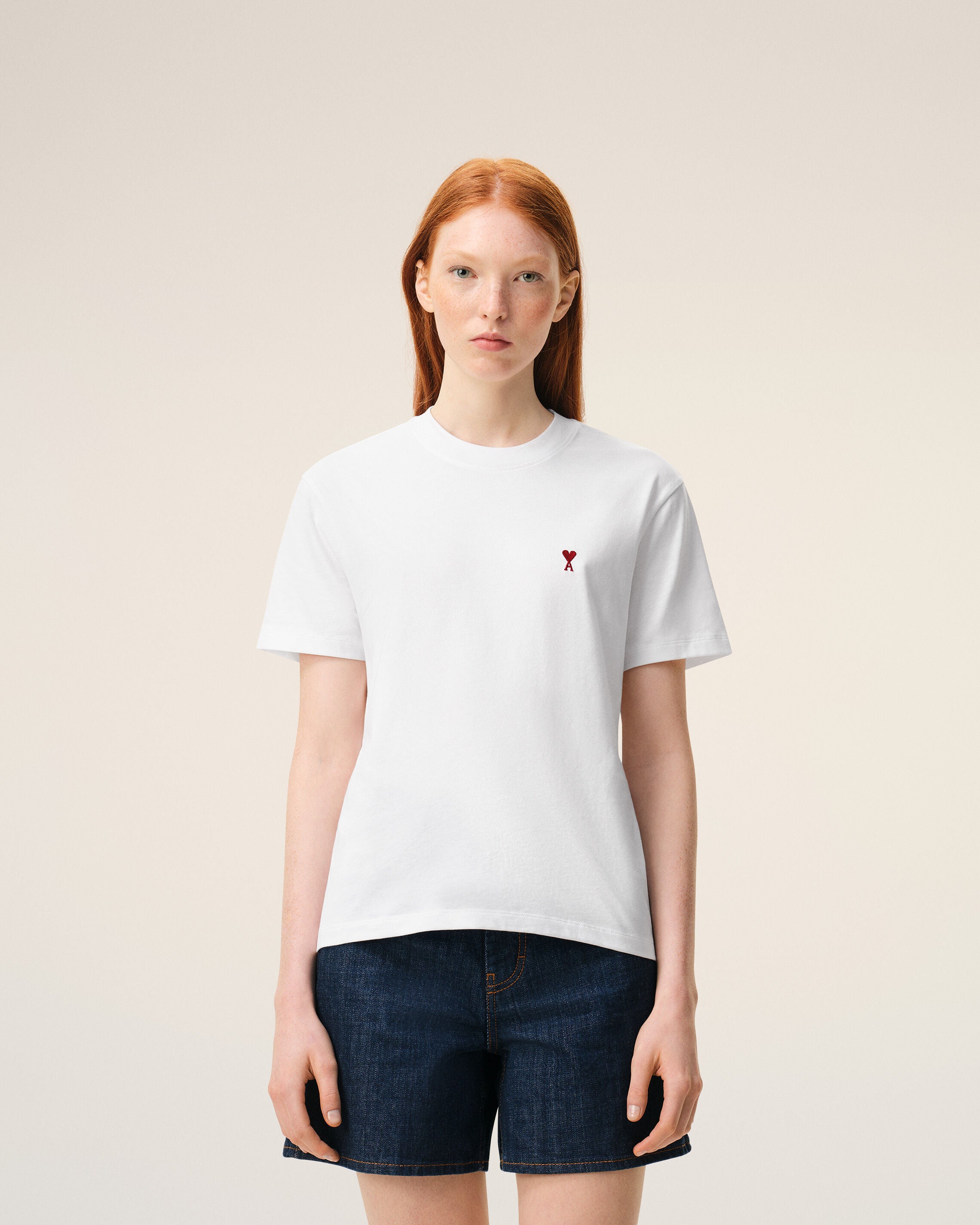 White cotton t-shirt with Ami de Coeur  - 9
