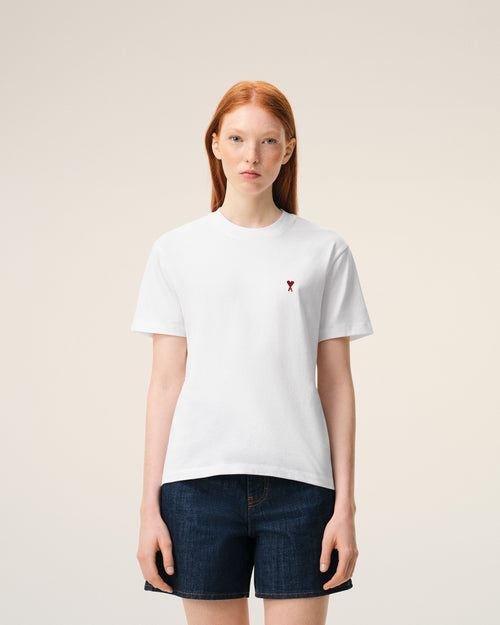 White Cotton Red Ami De Coeur Tshirt - 9 - Ami Paris
