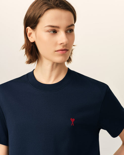 T-shirt Ami de Coeur in cotone blu - Donna - 10 - AMI Paris - Ami Paris