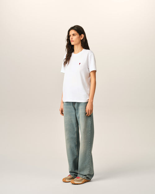 White cotton t-shirt with Ami de Coeur  - Woman - 12 - AMI Paris - Ami Paris