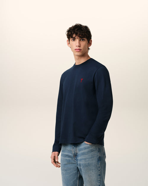 Blue Cotton Red Ami De Coeur Longlseeves Tshirt - 6 - Ami Paris