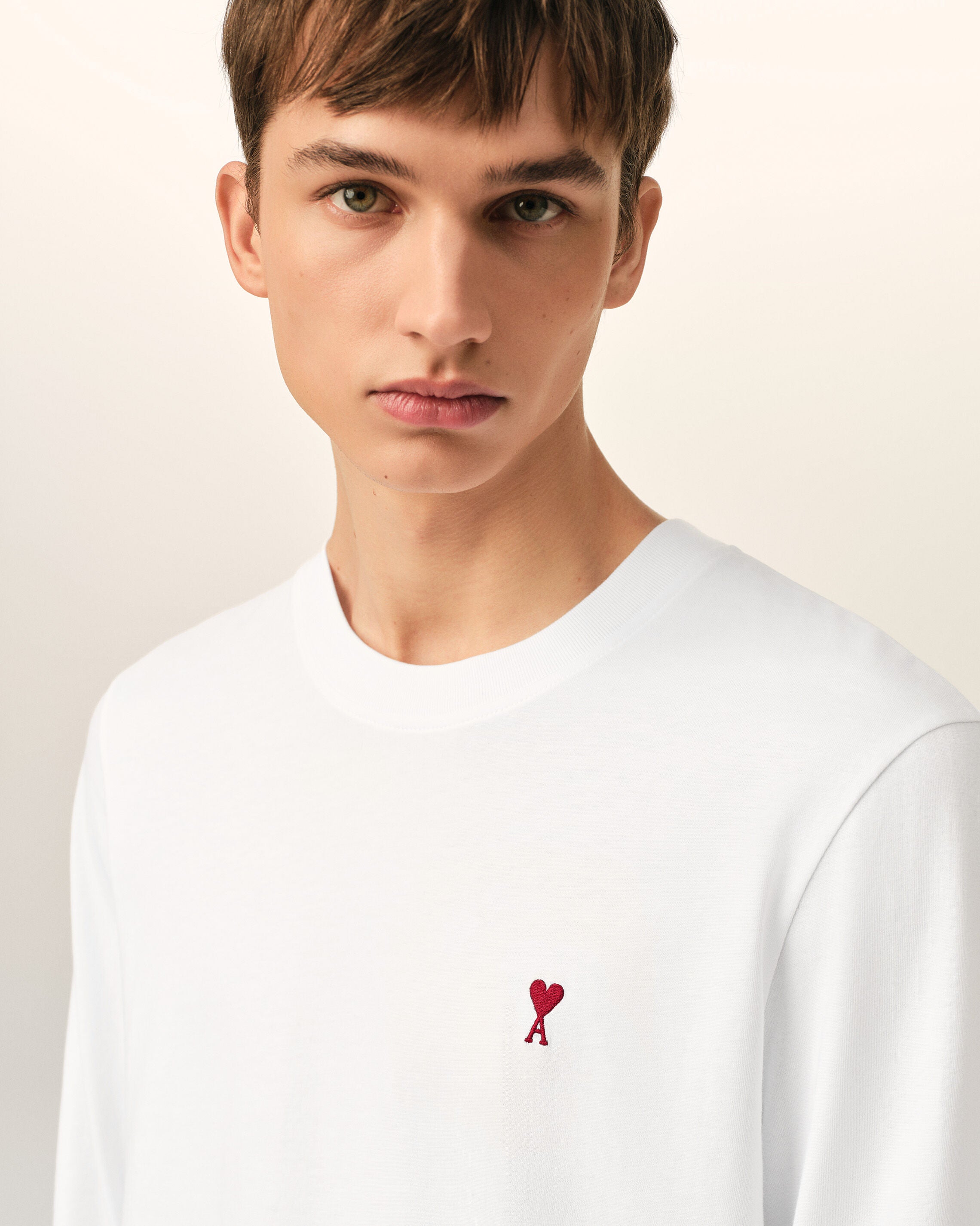 White Cotton longsleeves t-shirt with Ami De Coeur - 4