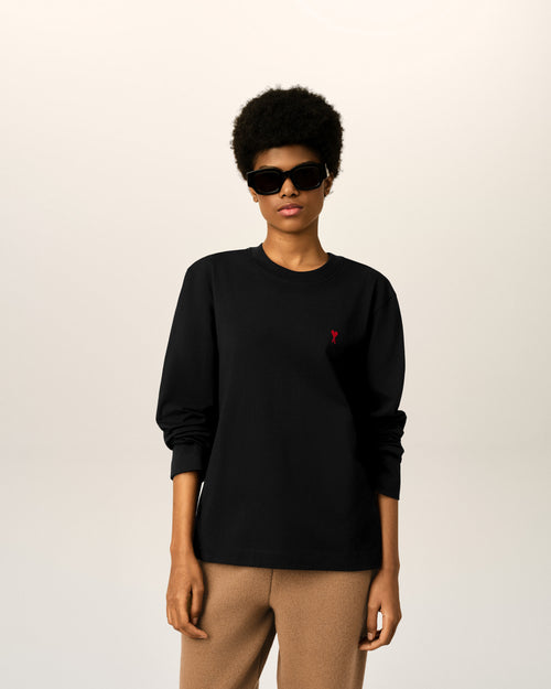                             Camiseta de manga larga Ami de Cœur de algodón negro - 3                         - Ami Paris