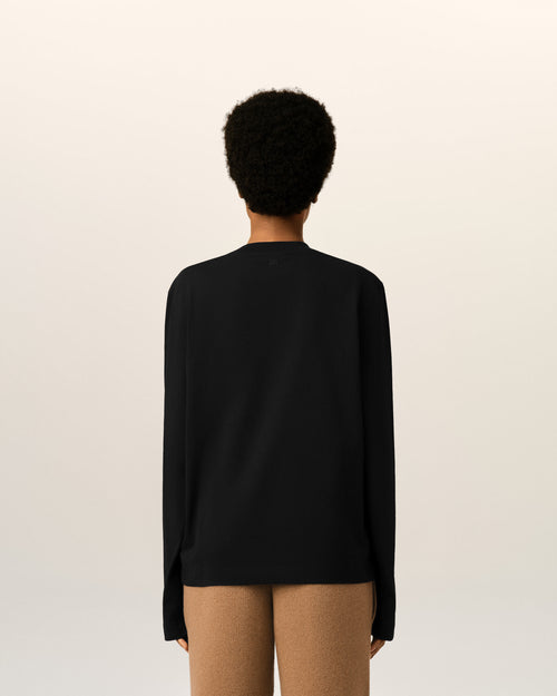 Camiseta de manga larga Ami de Cœur de algodón negro - Mujer - 11 - AMI Paris - Ami Paris