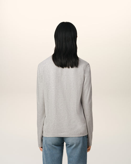 Grey Cotton Ami de Coeur Long Sleeves T-Shirt - Woman - 11 - AMI Paris - Ami Paris