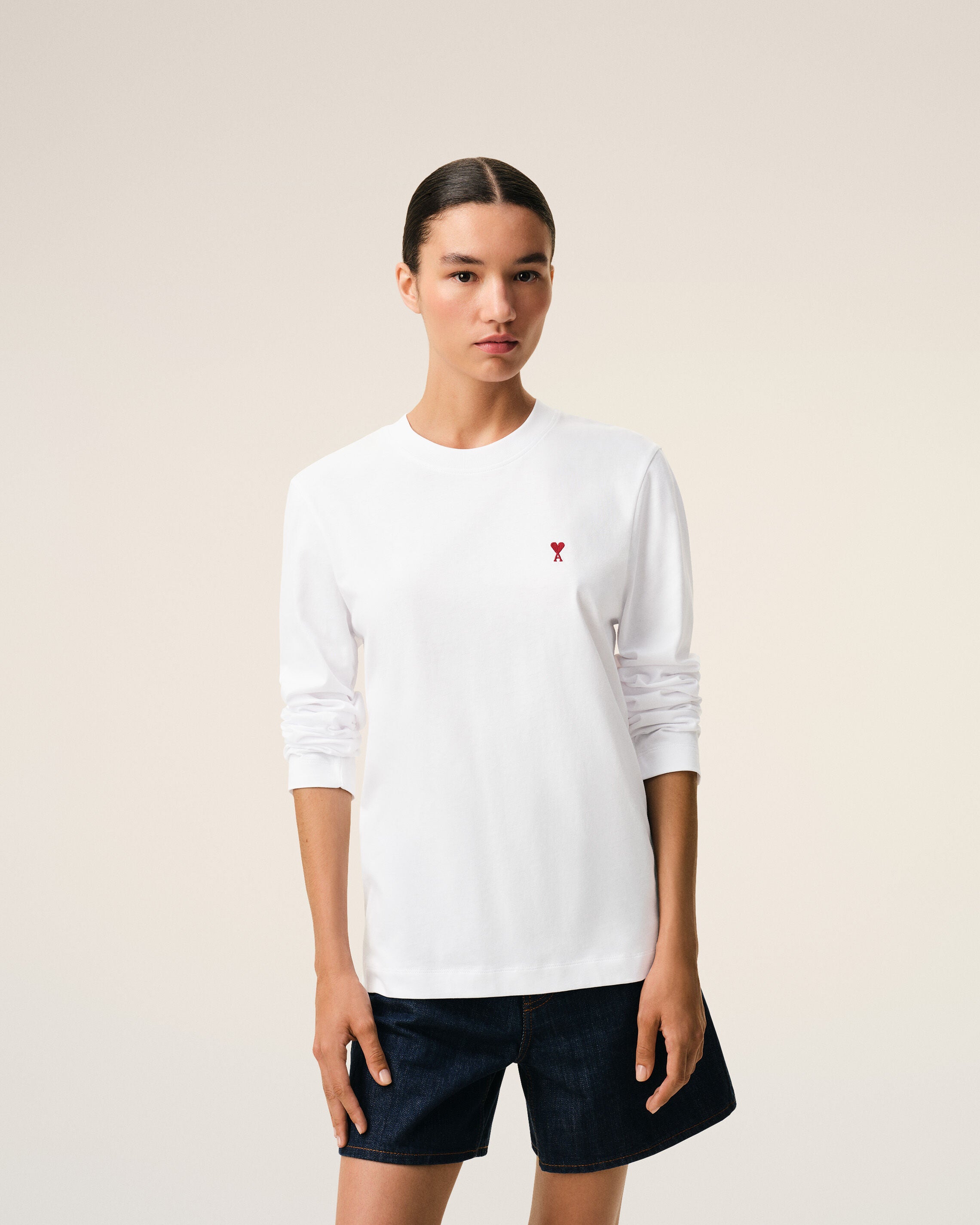 White Cotton Red Ami De Coeur Longlseeves Tshirt - 9