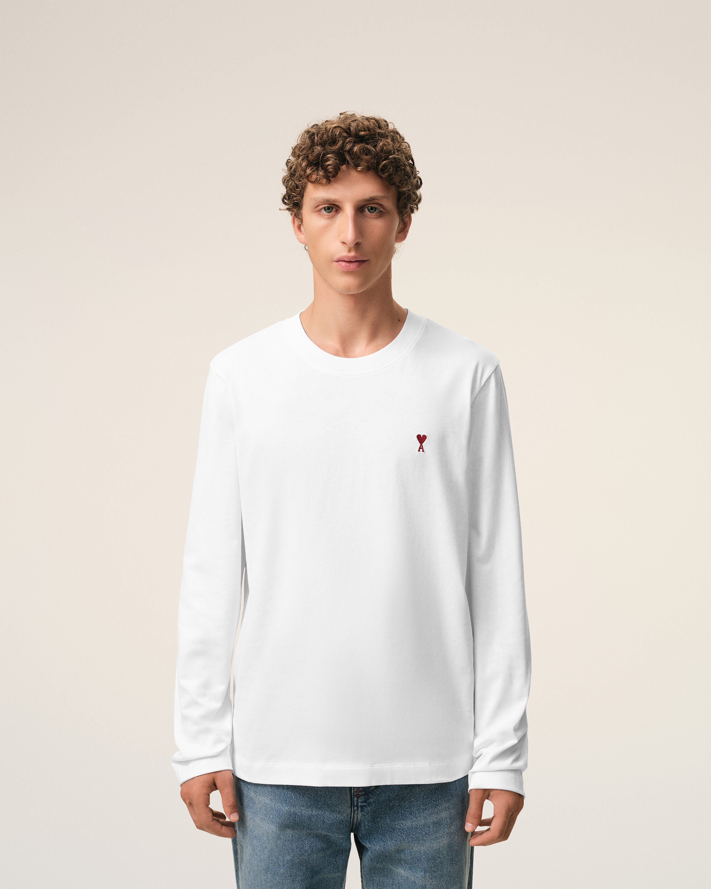 White Cotton Red Ami De Coeur Longlseeves Tshirt - 3