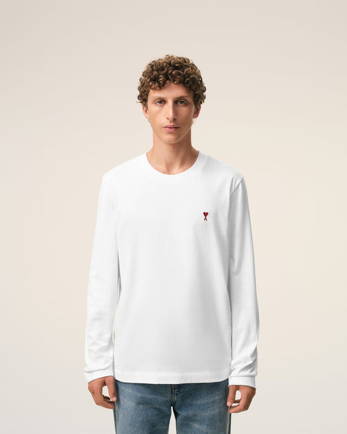 White Cotton Red Ami De Coeur Longlseeves Tshirt - Man - 3 - AMI Paris - Ami Paris