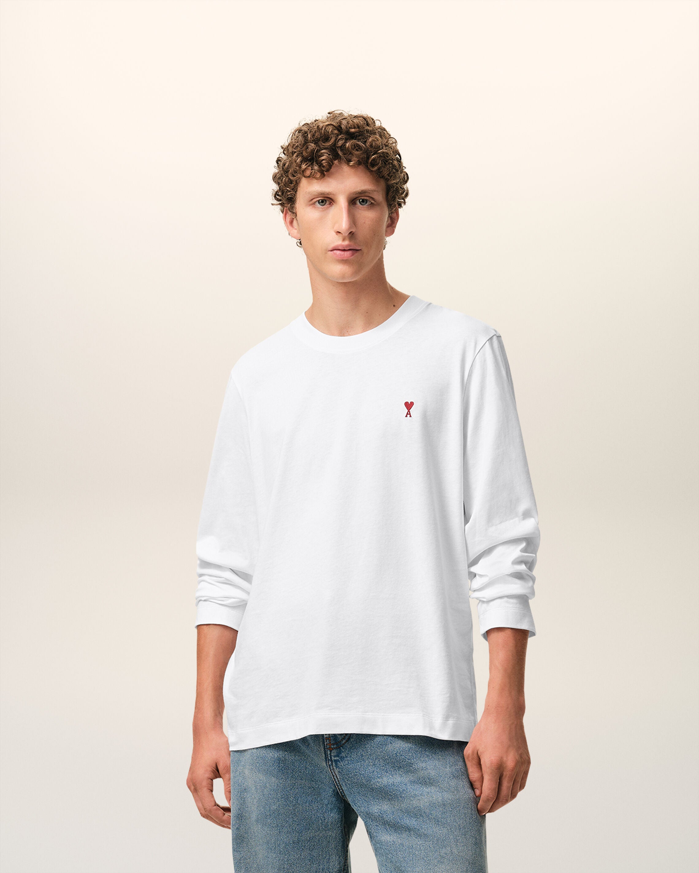White Red Ami De Coeur Long Sleeves T-Shirt | AMI PARIS