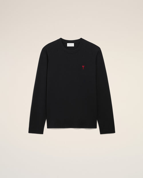 Black Cotton Red Ami De Coeur Longlseeves Tshirt - 4 - Ami Paris