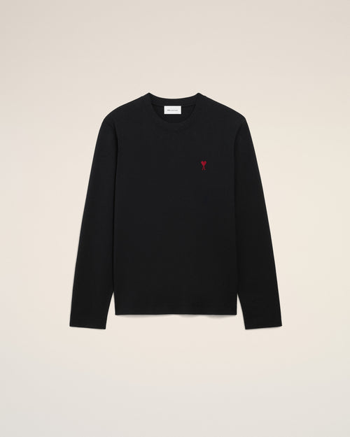 Black Cotton longsleeves t-shirt with Ami De Coeur - 2 - Ami Paris