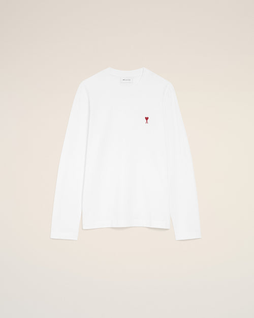 White Cotton Red Ami De Coeur Longlseeves Tshirt - Woman - 7 - AMI Paris - Ami Paris