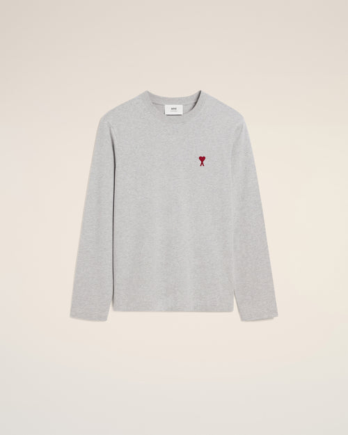 Camiseta de manga larga Ami de Cœur de algodón gris - GRIS CENIZA JASPEADO - Ami Paris