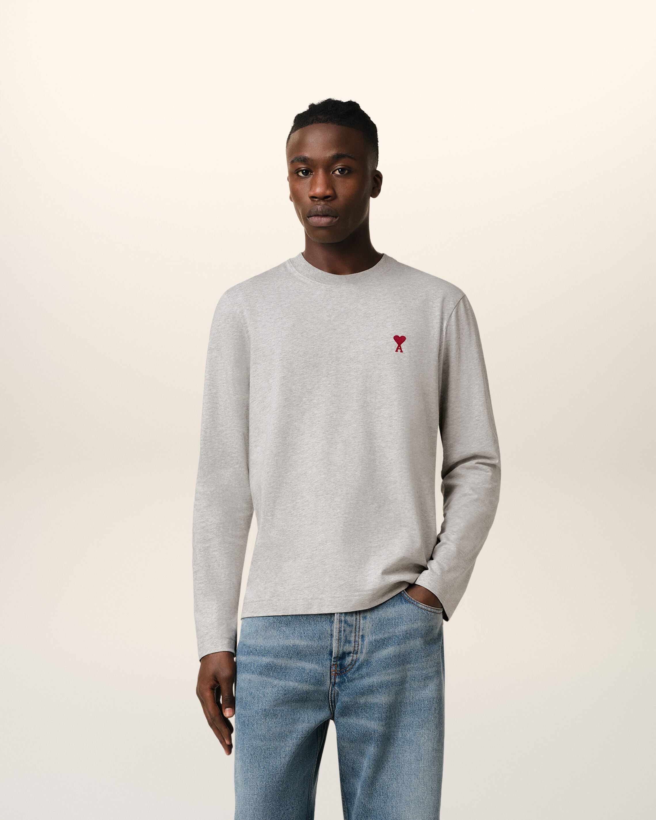Grey Cotton Ami de Coeur Long Sleeves T-Shirt - 2