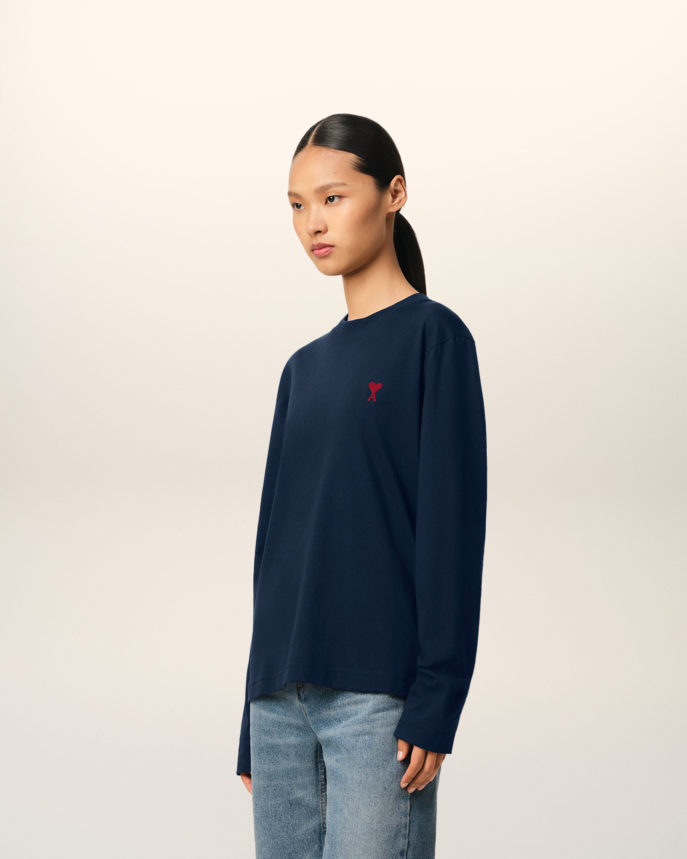 Ami De Coeur ロングスリーブ Tシャツ ナイトブルー | AMI PARIS
