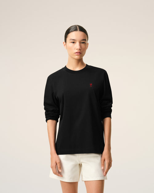 Tshirt Manches Longues Ami De Coeur Rouge Noir en Coton - Femme - 8 - AMI Paris - Ami Paris
