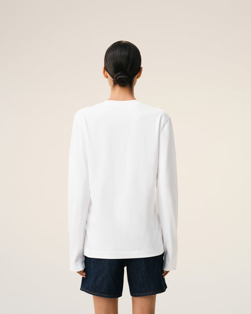 White Cotton Red Ami De Coeur Longlseeves Tshirt - Woman - 11 - AMI Paris - Ami Paris