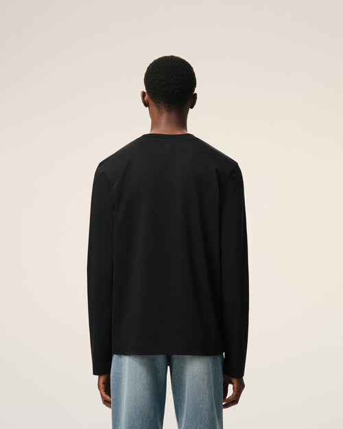 Black Cotton Red Ami De Coeur Longlseeves Tshirt - Man - 5 - AMI Paris - Ami Paris