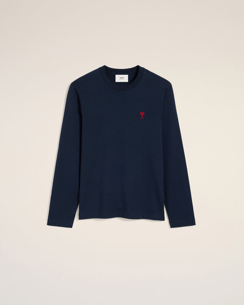 Blue Cotton Red Ami De Coeur Longlseeves Tshirt - 4 - Ami Paris