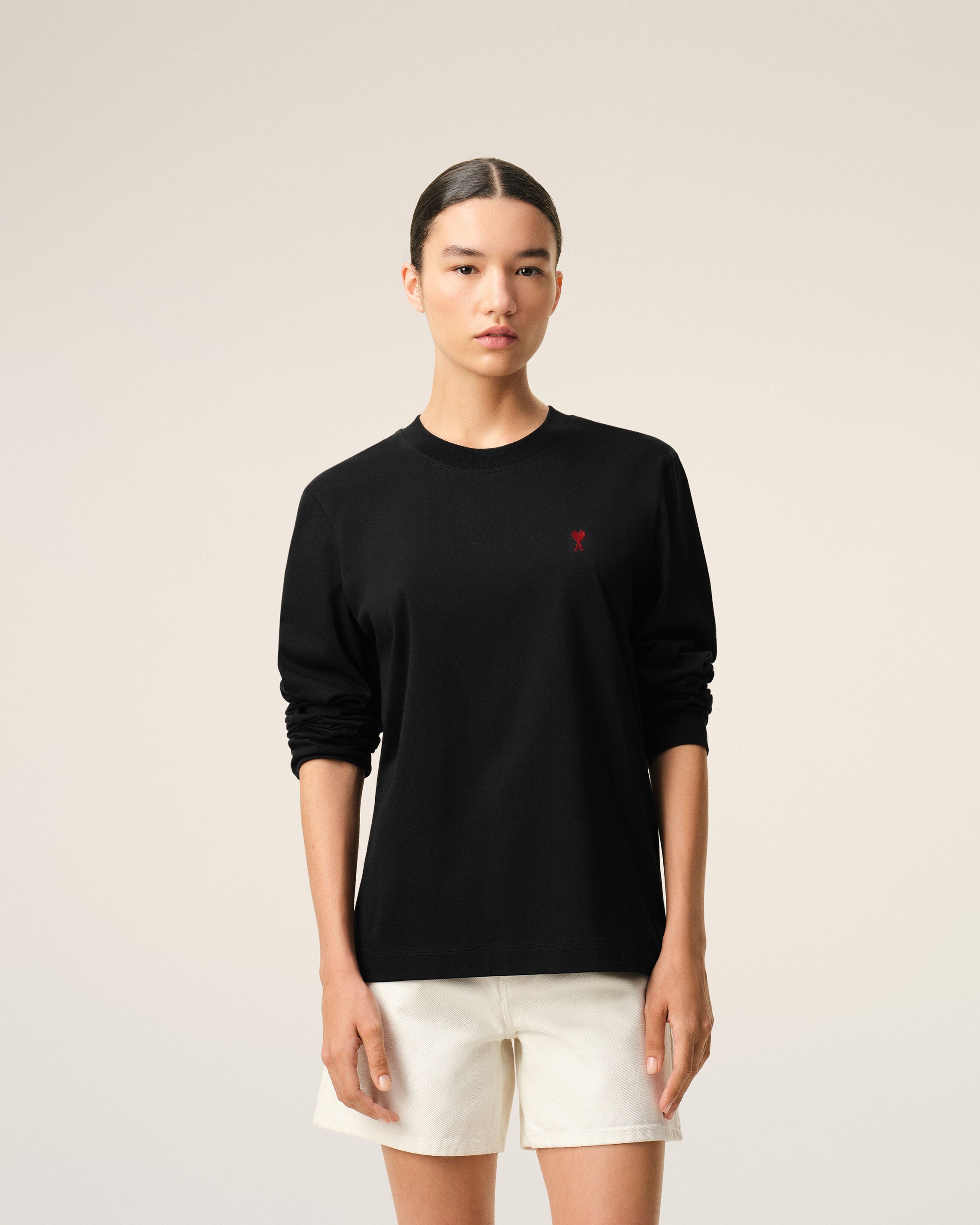 T-shirt a maniche lunghe in cotone nero Ami de Cœur - 9