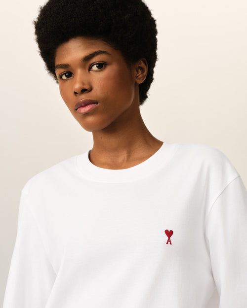White Cotton longsleeves t-shirt with Ami De Coeur - Woman - 10 - AMI Paris - Ami Paris