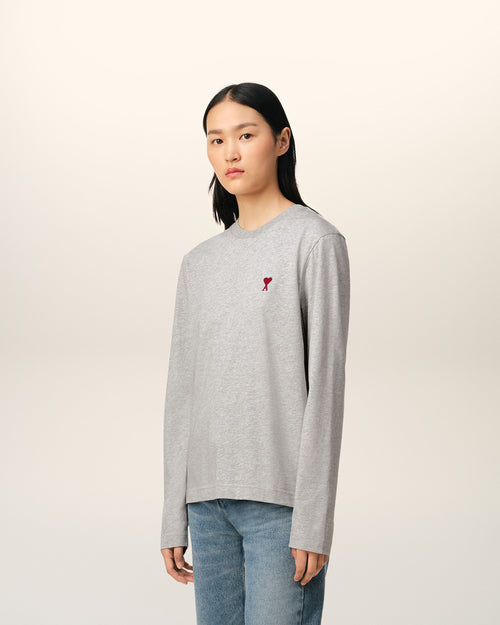 Grey Cotton Ami de Coeur Long Sleeves T-Shirt - Woman - 12 - AMI Paris - Ami Paris