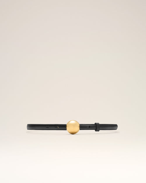                                     Black Cowhide Leather Thin Belt - 3                                 - Ami Paris