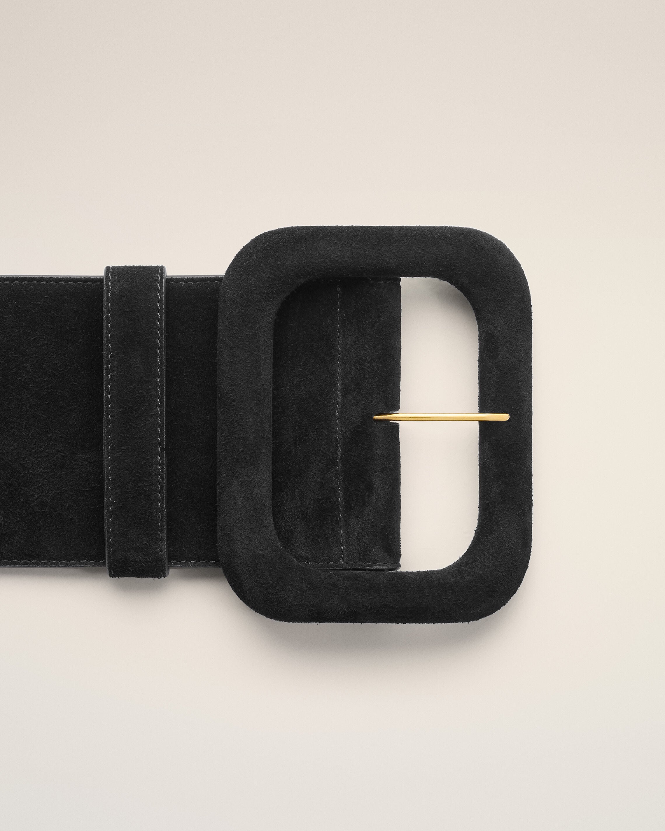 Ceinture Large Noire en Cuir De Veau - 2