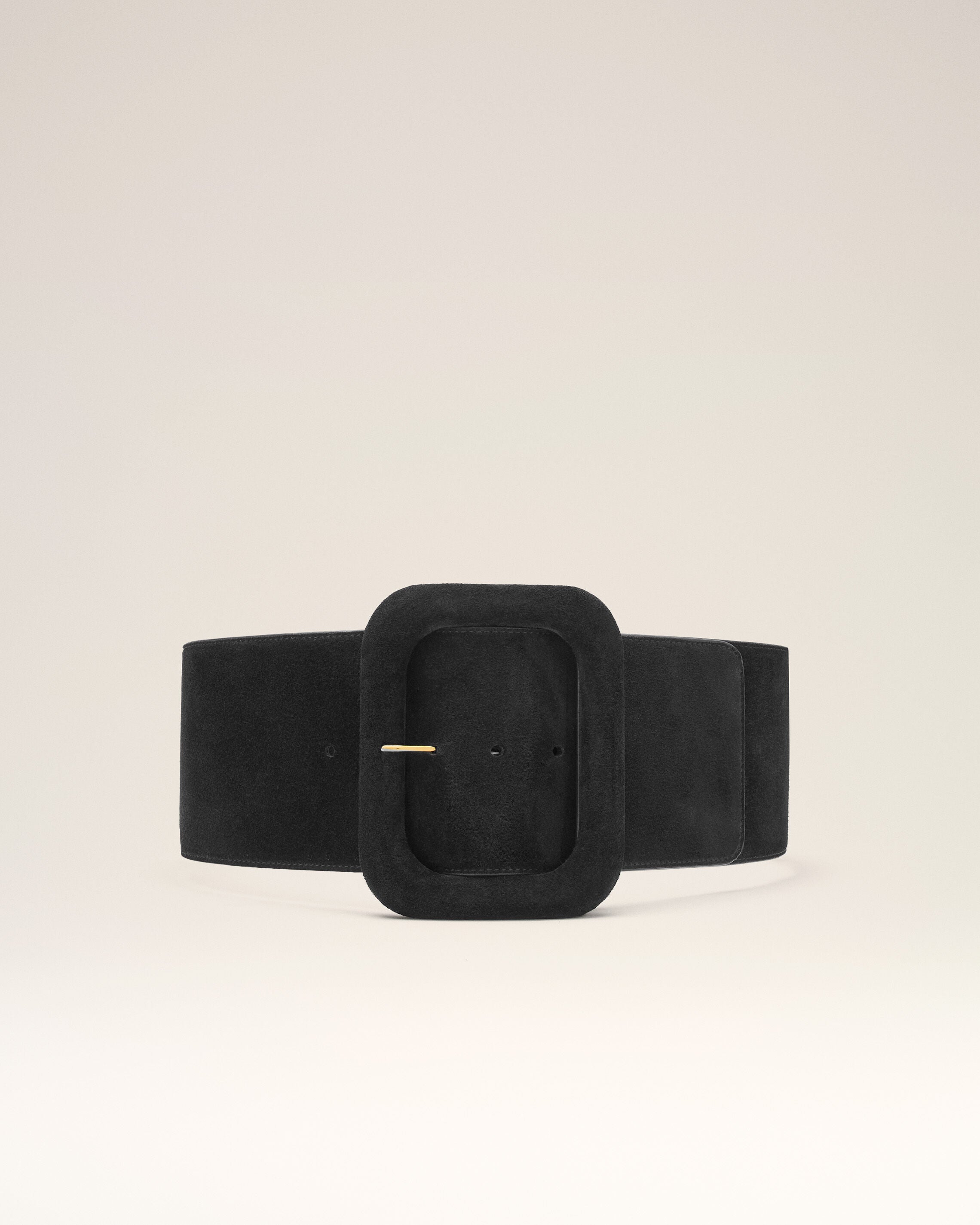 Ceinture Large Noire en Cuir De Veau - 1