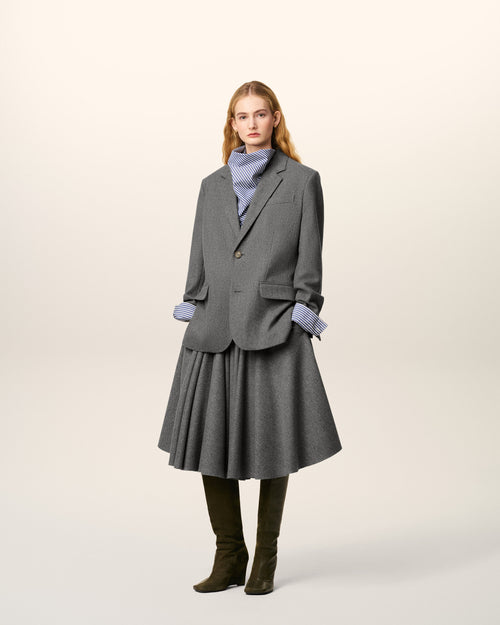                             Grey Wool Loose Single Breasted Jacket - 3                         - Ami Paris