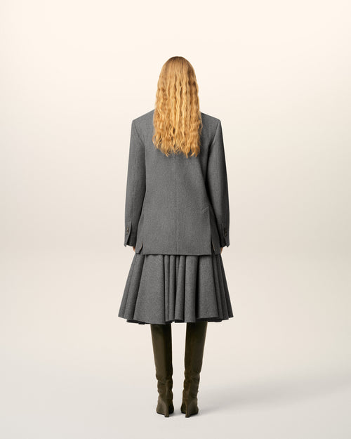 Grey Wool Loose Single Breasted Jacket - 5 - Ami Paris