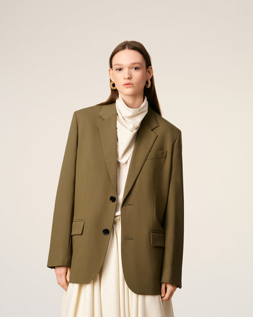 Green Wool Loose Single Breasted Jacket - 3 - Ami Paris