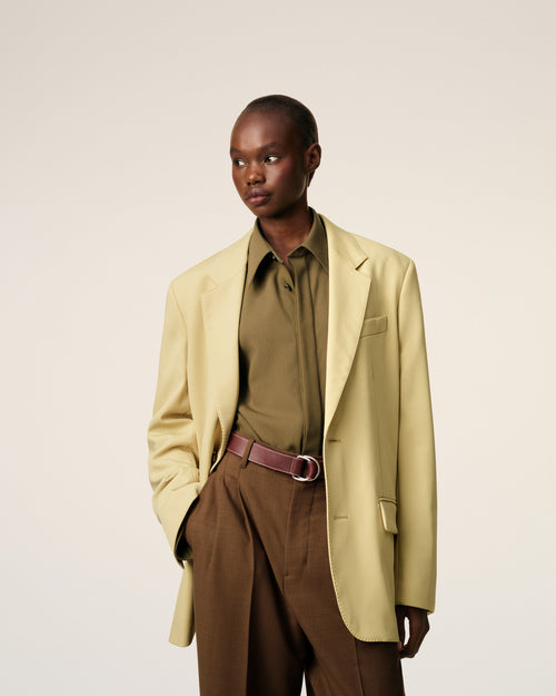 Green Wool Loose Single Breasted Jacket - 3 - Ami Paris