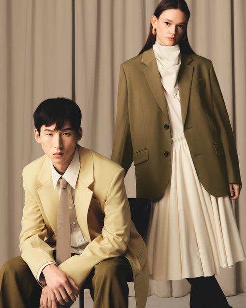 Green Wool Loose Single Breasted Jacket - 7 - Ami Paris