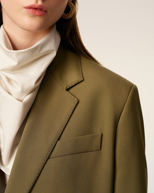 Green Wool Loose Single Breasted Jacket - 4 - Ami Paris