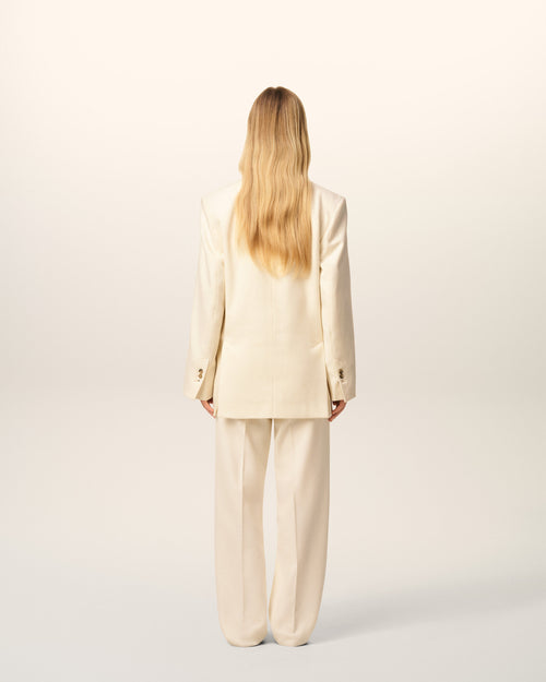 White Wool Loose Double Breasted Jacket - 5 - Ami Paris