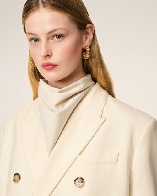 White Wool Loose Double Breasted Jacket - 4 - Ami Paris