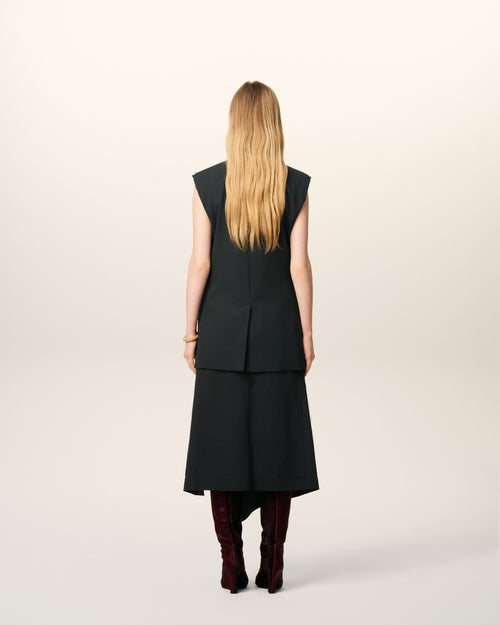 Chaqueta de esmoquin sin mangas de lana negra - 5 - Ami Paris