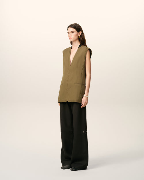 Green Wool Sleeveless Jacket  - 6 - Ami Paris