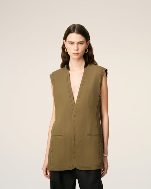 Green Wool Sleeveless Jacket  - 3 - Ami Paris