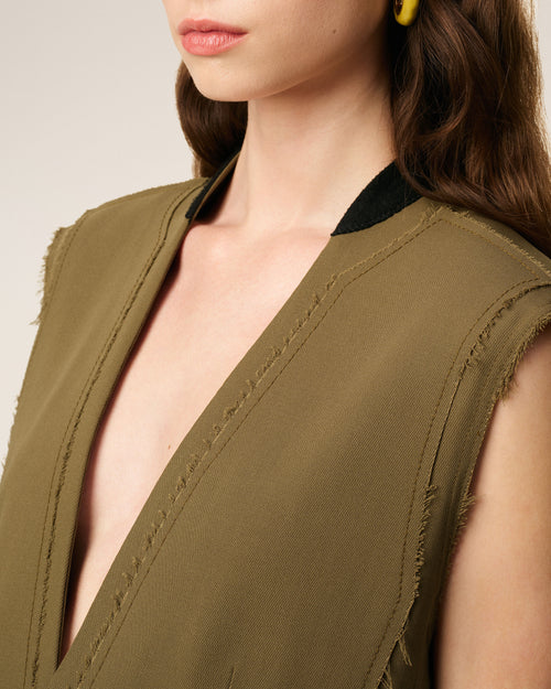 Green Wool Sleeveless Jacket  - 4 - Ami Paris