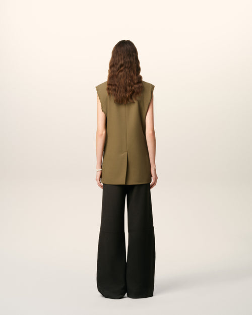 Green Wool Sleeveless Jacket  - 6 - Ami Paris