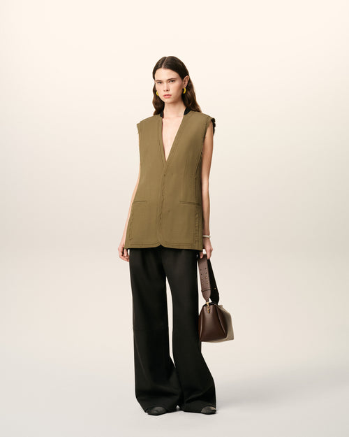                             Green Wool Sleeveless Jacket  - 3                         - Ami Paris