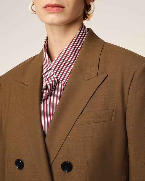 Brown Wool Double Breasted Jacket - 4 - Ami Paris