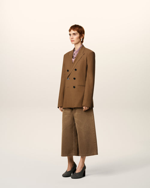 Chaqueta cruzada de lana marrón - 6 - Ami Paris