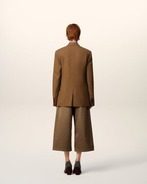 Brown Wool Double Breasted Jacket - 5 - Ami Paris