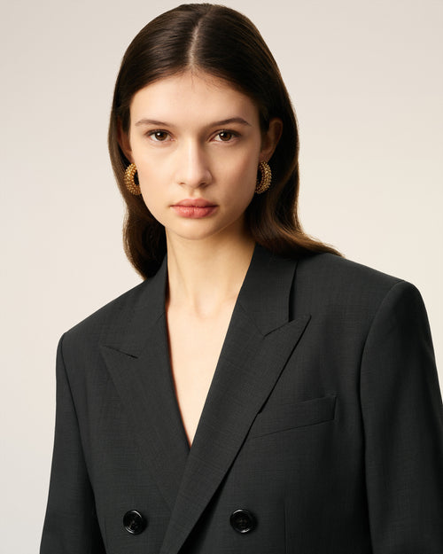 Black Wool Double Breasted Jacket - 4 - Ami Paris