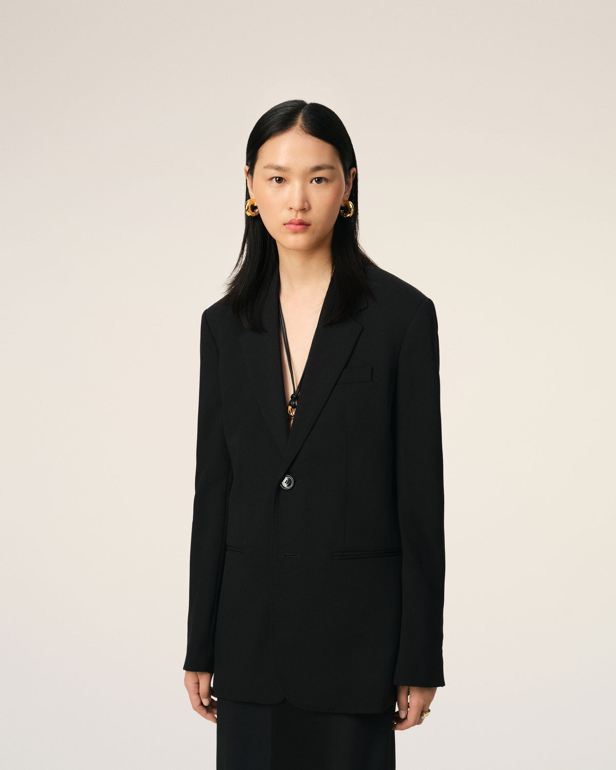 Veste Noire Semi-Doublée En Laine - 3
